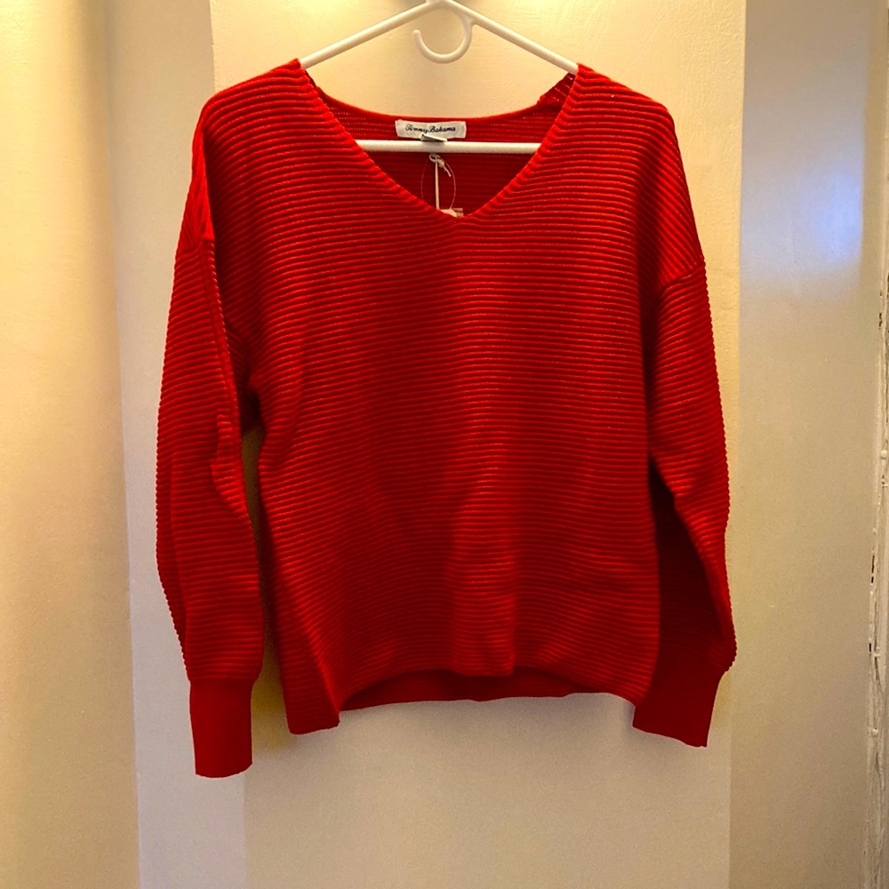 Tommy Bahama Bonita Sequin Ottoman V-Neck, Tango Red, NWT